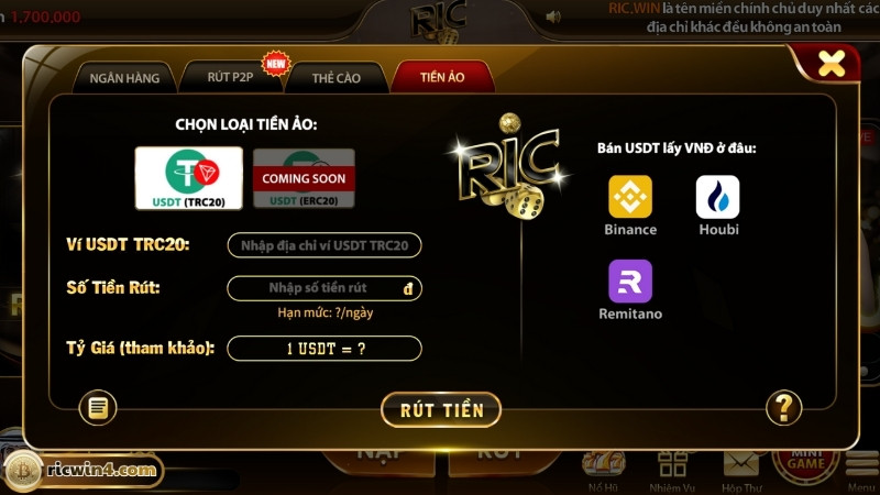 Những điều cần lưu ý khi nạp tiền Ricwin