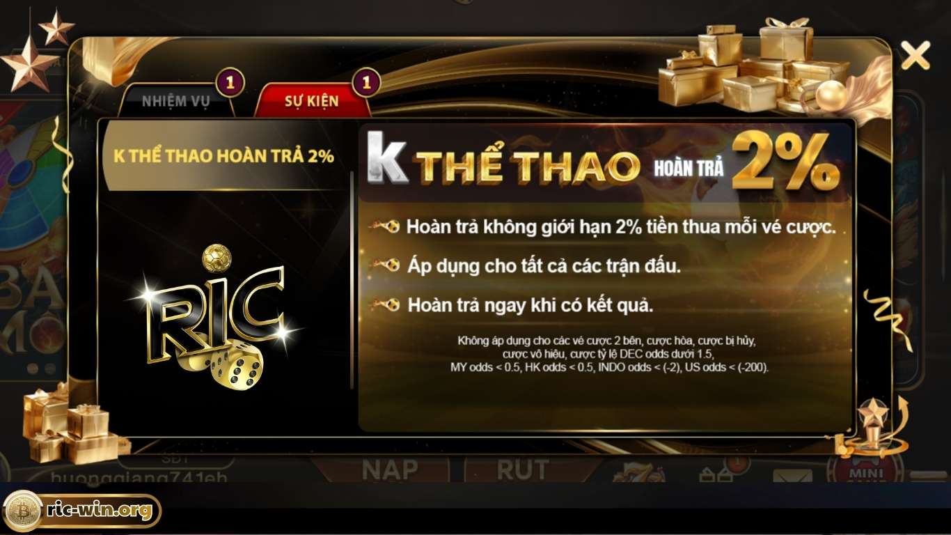 Điều kiện và cách tham gia sự kiện Hoàn Trả K Thể Thao 2%