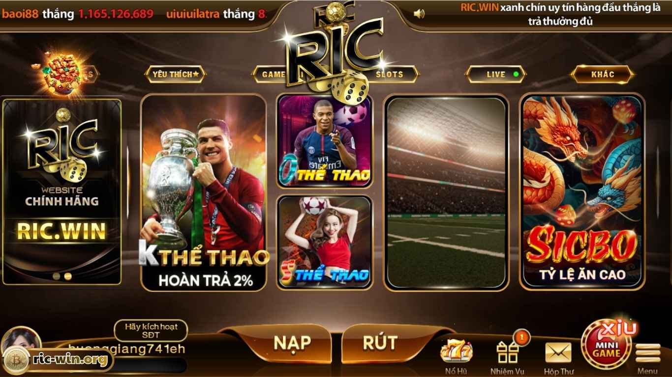 Giới thiệu sân chơi K Thể Thao Ricwin